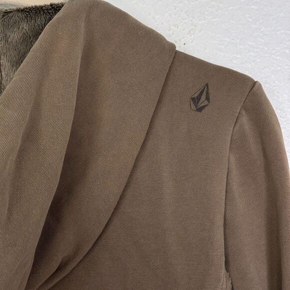 Volcom Jacket Womens Medium Faux Fur Lined Zip Up Hoodie Y2K Skater Punk 2000s - Picture 7 of 14